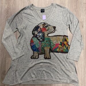 Inoah women’s Dog Print blouse multicolor size large